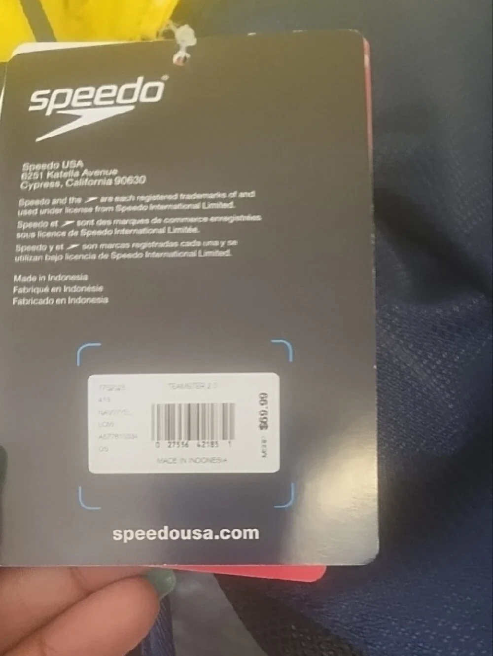 Speedo Men’s Yellow and Navy Sport Backpack